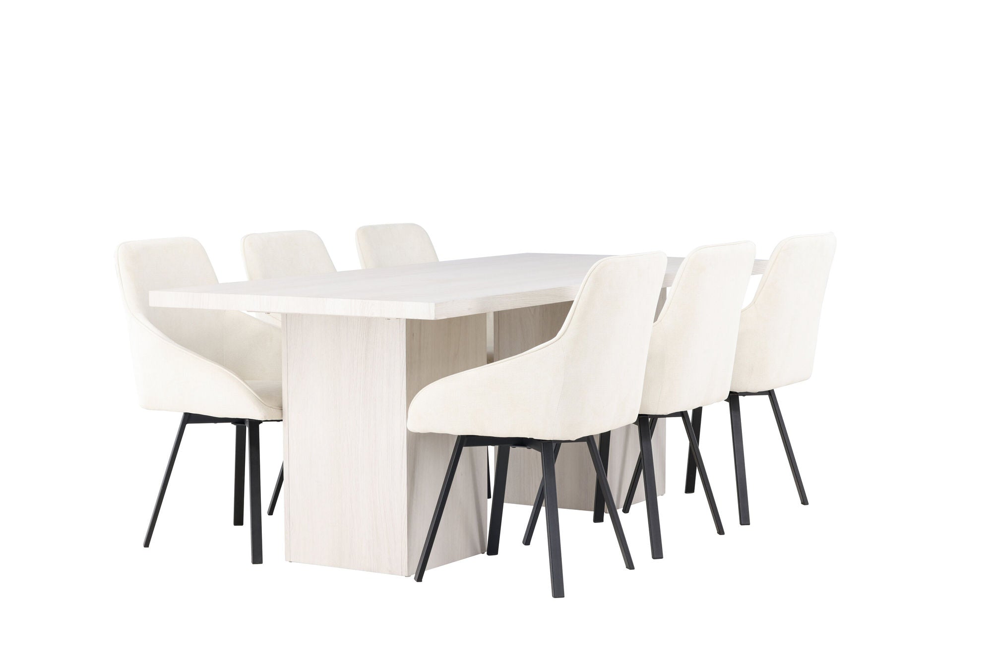 Venture Home Olga spisebord 200*75 - White Wash +Rosie Spisebordsstol - Black / Beige Fabric _6