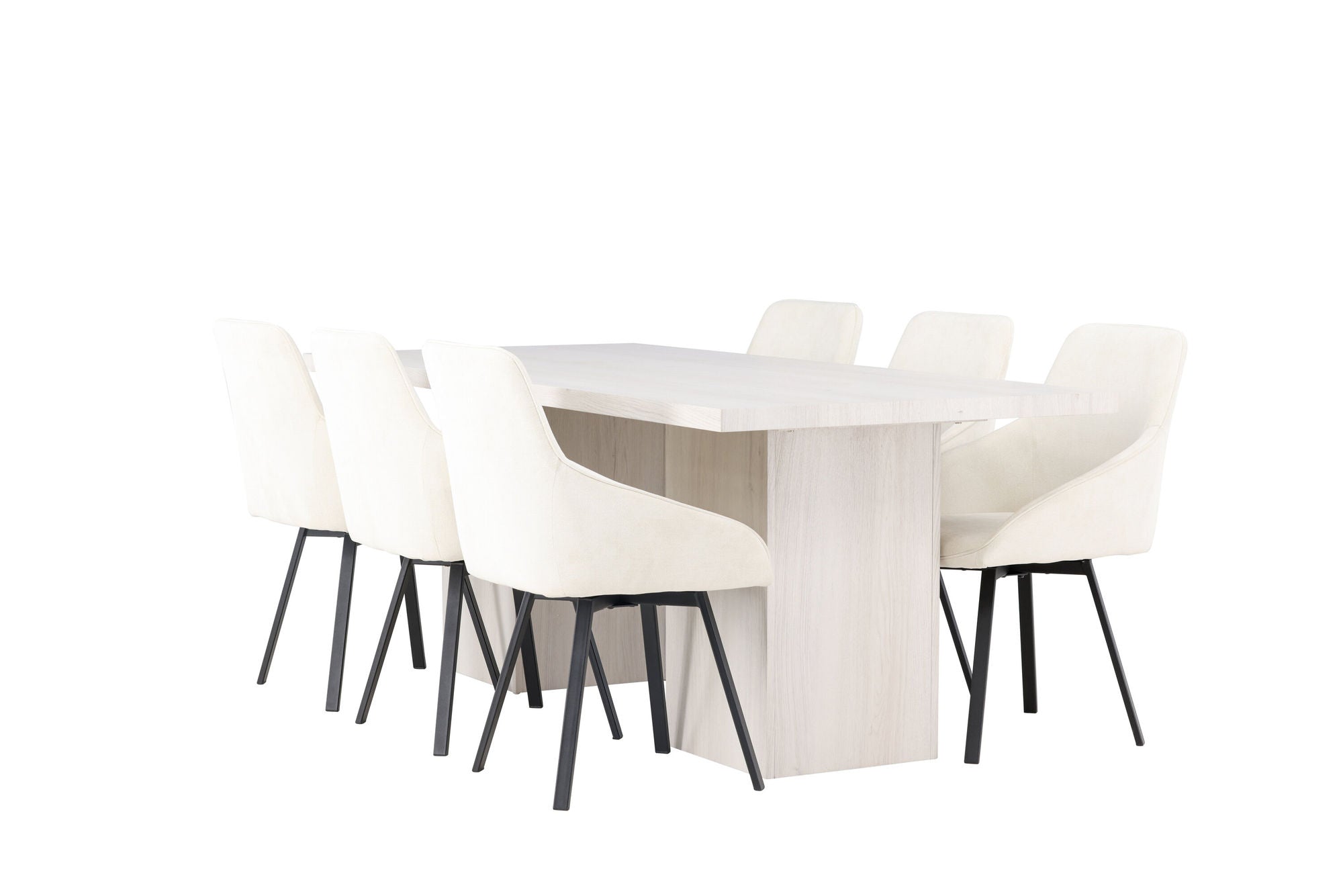 Venture Home Olga spisebord 200*75 - White Wash +Rosie Spisebordsstol - Black / Beige Fabric _6