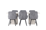 Venture Home Olga spisebord 200*75 - White Wash +Rosie Spisebordsstol - Black / Dark grey Fabric _6