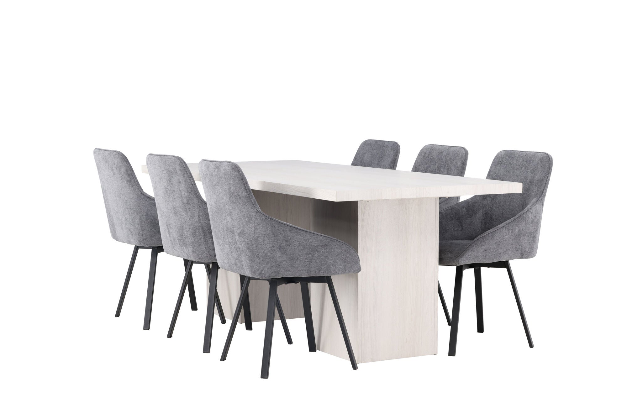 Venture Home Olga spisebord 200*75 - White Wash +Rosie Spisebordsstol - Black / Dark grey Fabric _6