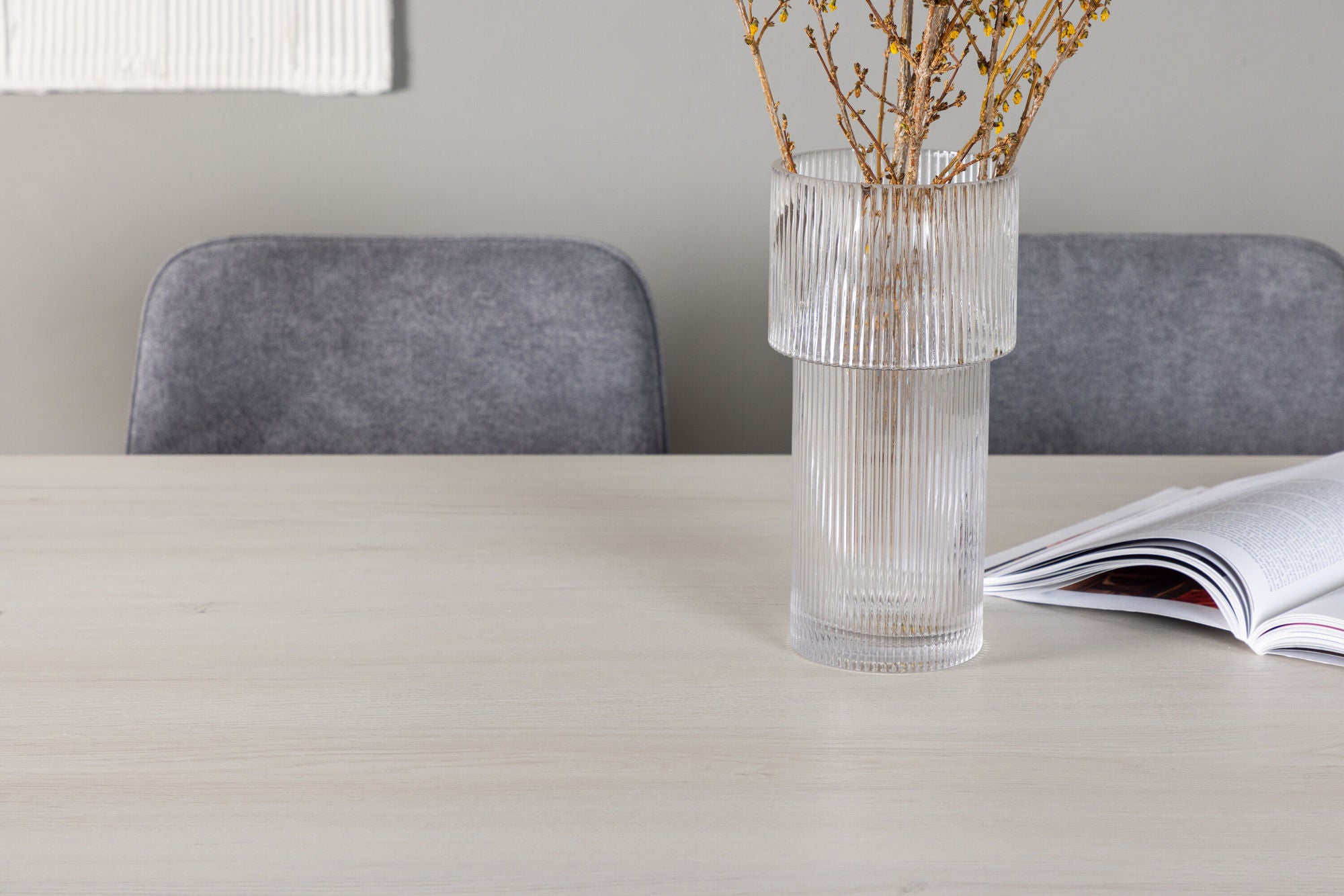 Venture Home Olga spisebord 200*75 - White Wash +Rosie Spisebordsstol - Black / Dark grey Fabric _6