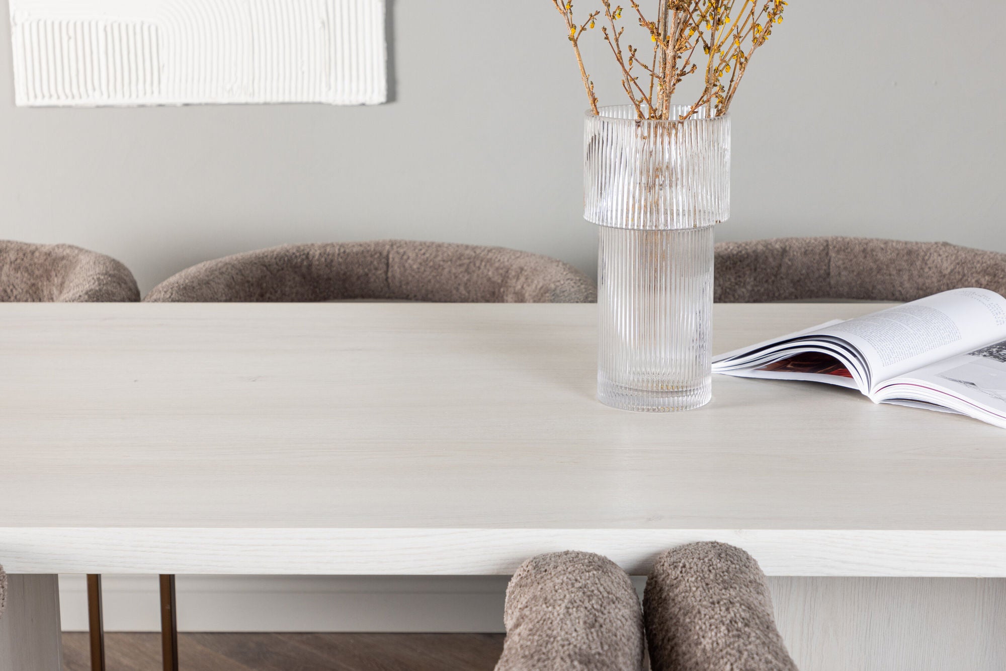 Venture Home Olga spisebord 200*75 - White Wash +Morning Spisebordsstol - Black / Black Boucle _6