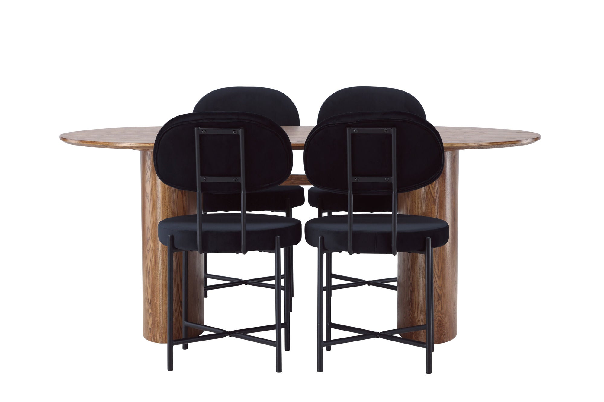 Venture Home Isolde spisebord 140*75 - Nature / Nature MDF +Stella Spisebordsstol - Black / Black Velvet _4