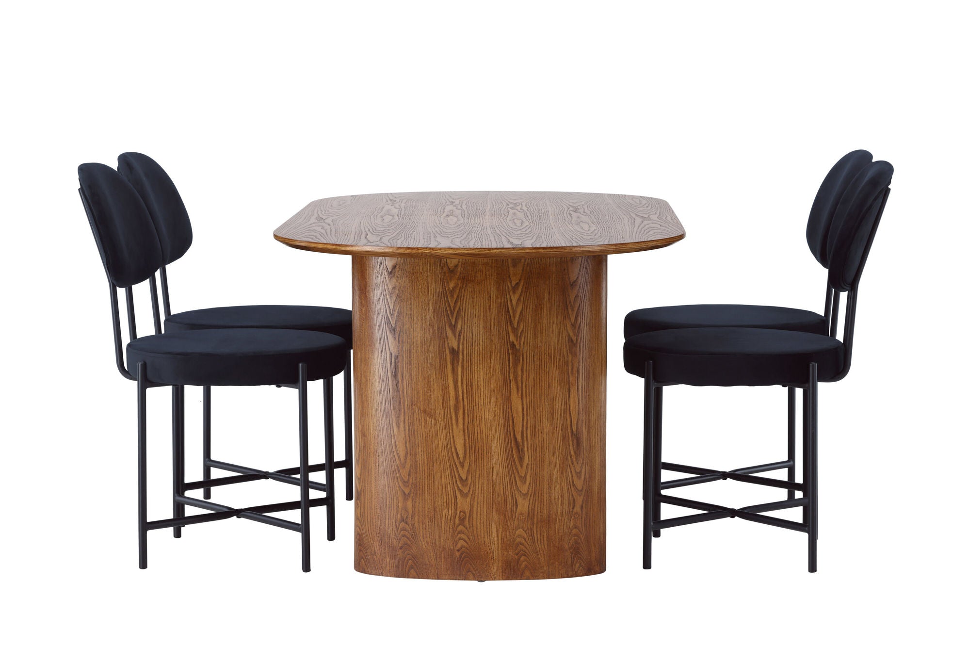 Venture Home Isolde spisebord 140*75 - Nature / Nature MDF +Stella Spisebordsstol - Black / Black Velvet _4