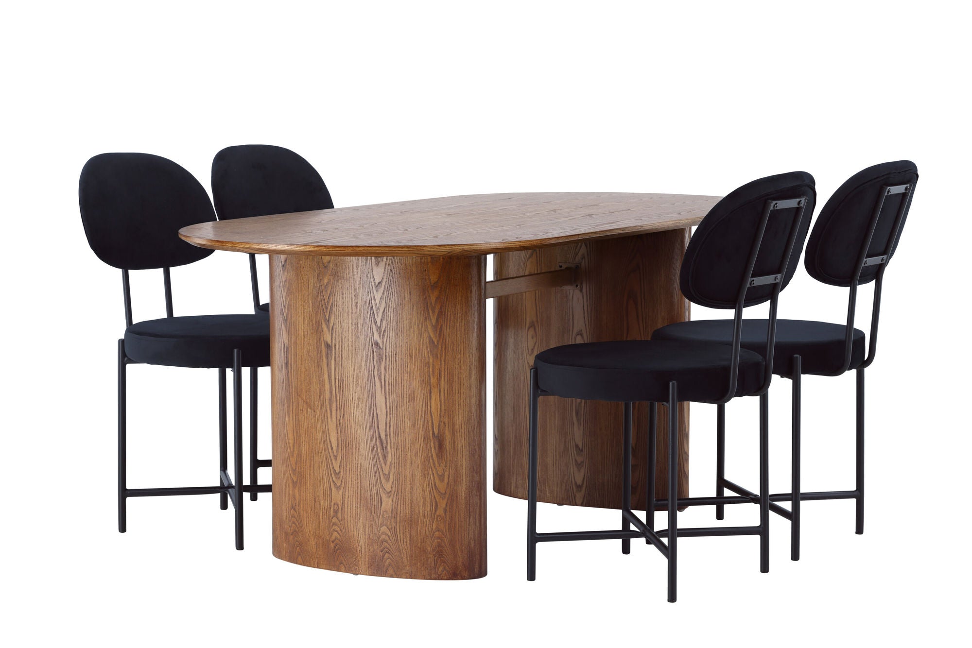 Venture Home Isolde spisebord 140*75 - Nature / Nature MDF +Stella Spisebordsstol - Black / Black Velvet _4