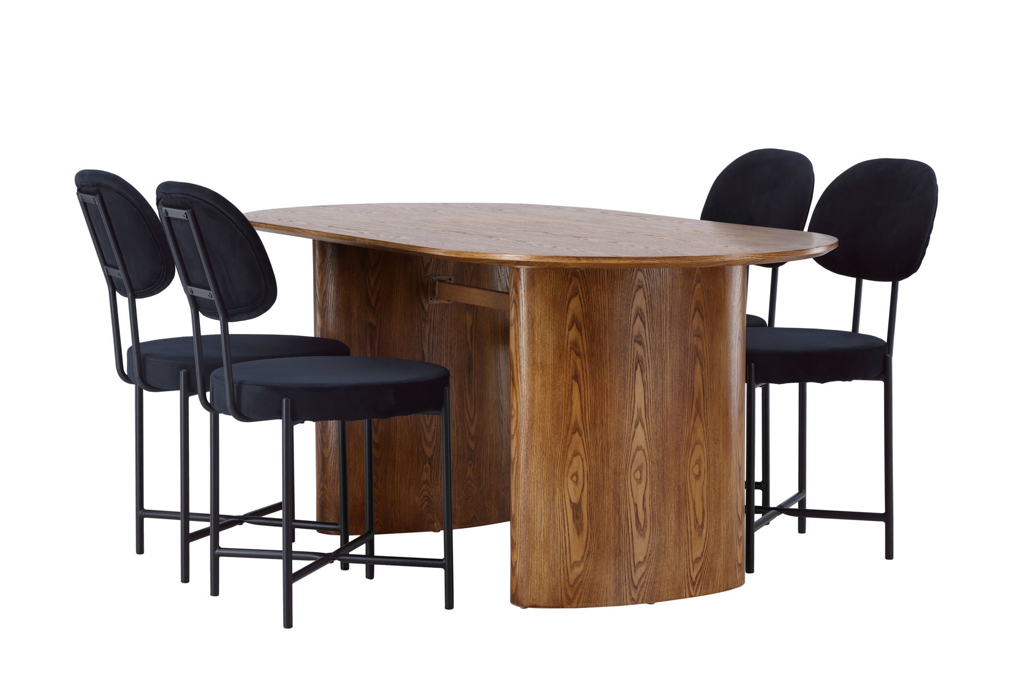Venture Home Isolde spisebord 140*75 - Nature / Nature MDF +Stella Spisebordsstol - Black / Black Velvet _4
