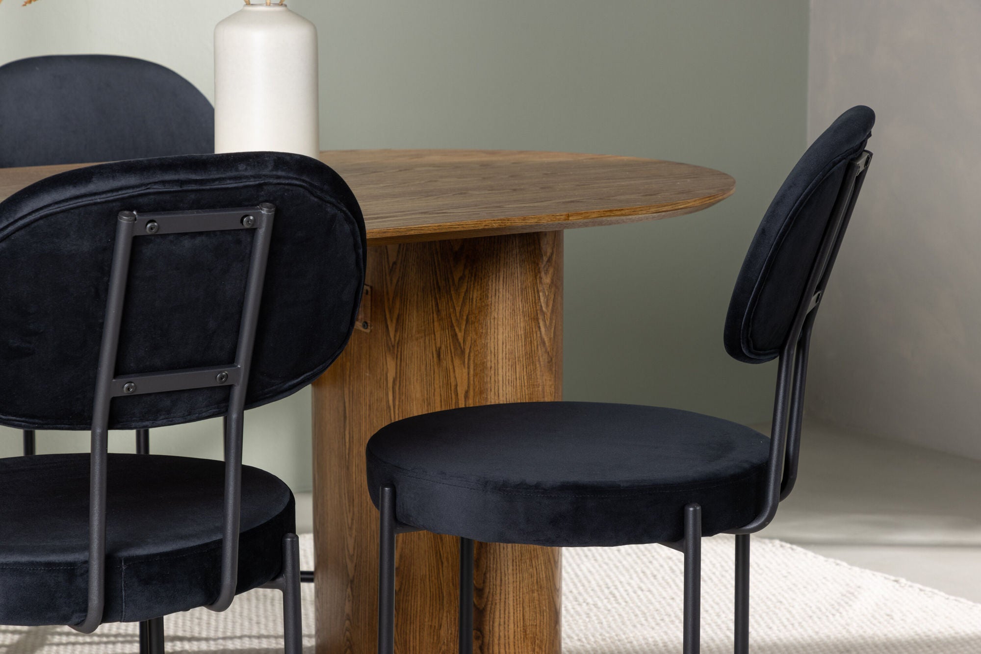 Venture Home Isolde spisebord 140*75 - Nature / Nature MDF +Stella Spisebordsstol - Black / Black Velvet _4