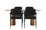 Venture Home Isolde spisebord 140*75 - Nature / Nature MDF +Yesterday Spisebordsstol - Black / Black Boucle _4