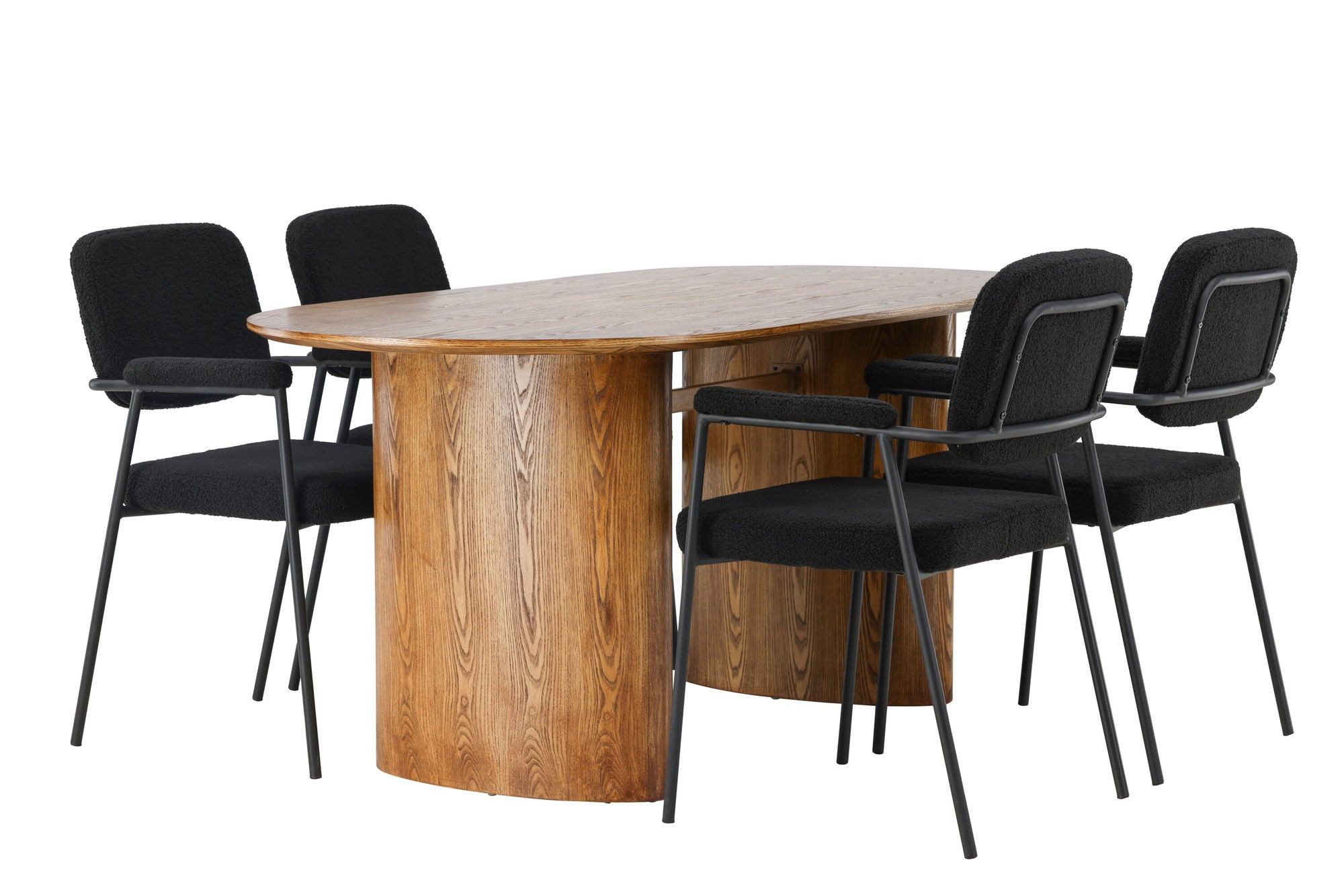 Venture Home Isolde spisebord 140*75 - Nature / Nature MDF +Yesterday Spisebordsstol - Black / Black Boucle _4