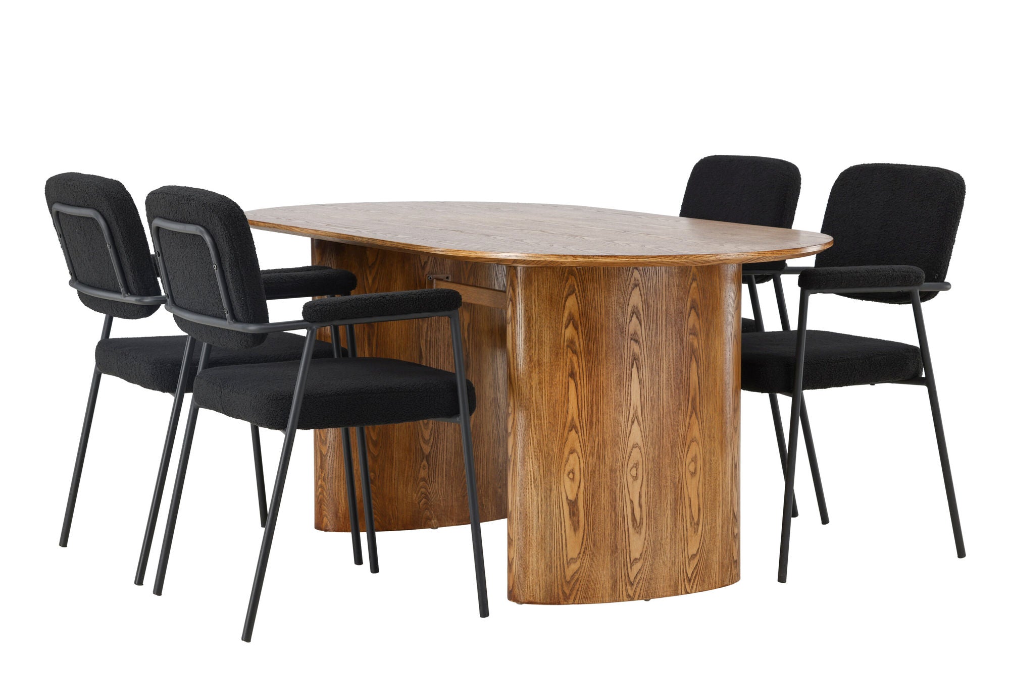 Venture Home Isolde spisebord 140*75 - Nature / Nature MDF +Yesterday Spisebordsstol - Black / Black Boucle _4
