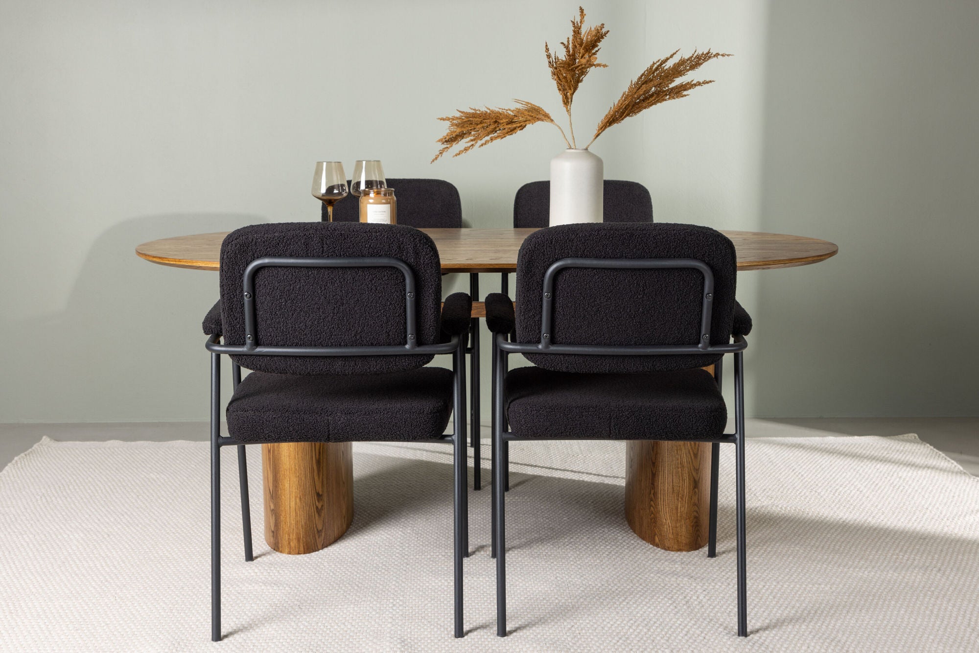 Venture Home Isolde spisebord 140*75 - Nature / Nature MDF +Yesterday Spisebordsstol - Black / Black Boucle _4