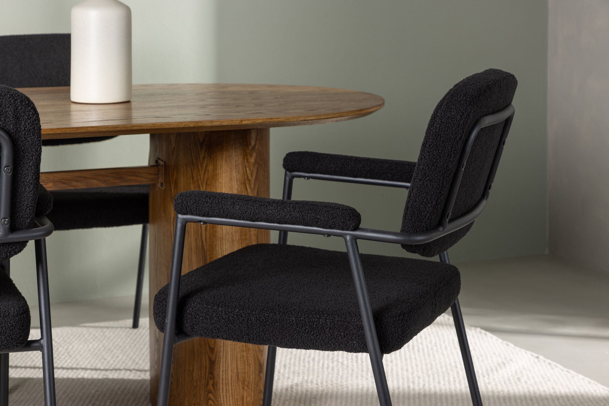Venture Home Isolde spisebord 140*75 - Nature / Nature MDF +Yesterday Spisebordsstol - Black / Black Boucle _4