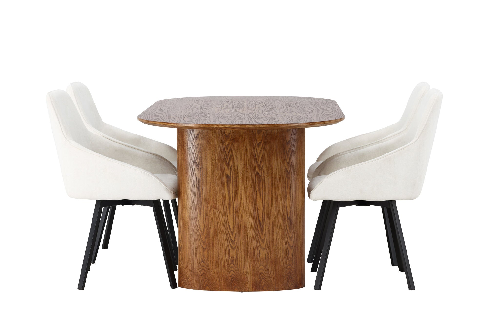 Venture Home Isolde spisebord 140*75 - Nature / Nature MDF +Rosie Spisebordsstol - Black / Beige Fabric _4