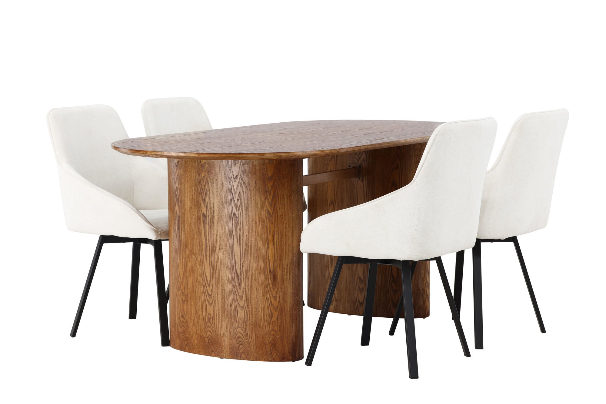 Venture Home Isolde spisebord 140*75 - Nature / Nature MDF +Rosie Spisebordsstol - Black / Beige Fabric _4