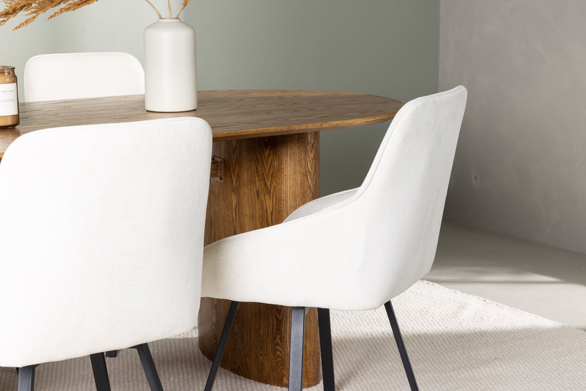 Venture Home Isolde spisebord 140*75 - Nature / Nature MDF +Rosie Spisebordsstol - Black / Beige Fabric _4