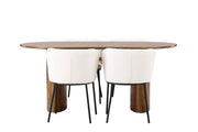 Venture Home Isolde spisebord 140*75 - Nature / Nature MDF +Edina Spisebordsstol - Black / White Boucle _4