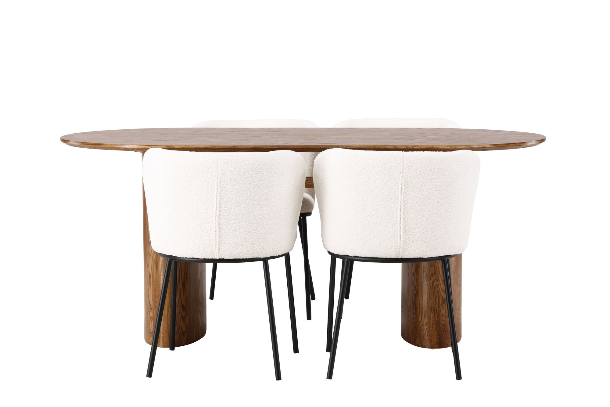 Venture Home Isolde spisebord 140*75 - Nature / Nature MDF +Edina Spisebordsstol - Black / White Boucle _4