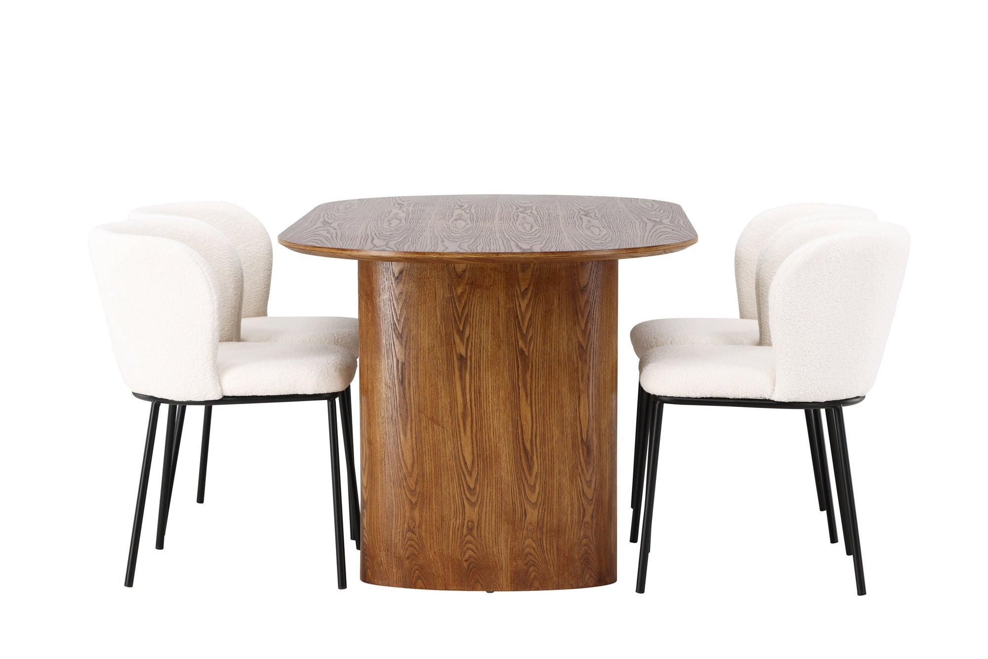 Venture Home Isolde spisebord 140*75 - Nature / Nature MDF +Edina Spisebordsstol - Black / White Boucle _4
