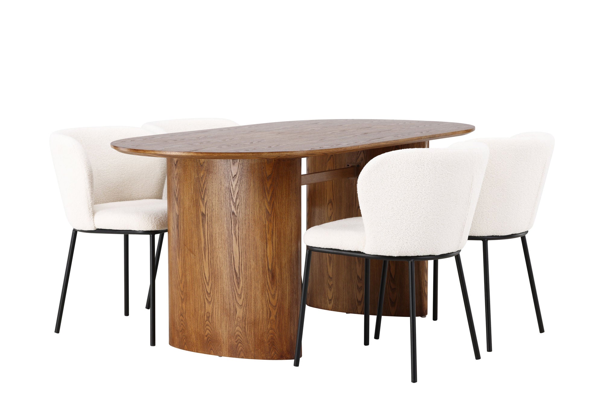 Venture Home Isolde spisebord 140*75 - Nature / Nature MDF +Edina Spisebordsstol - Black / White Boucle _4