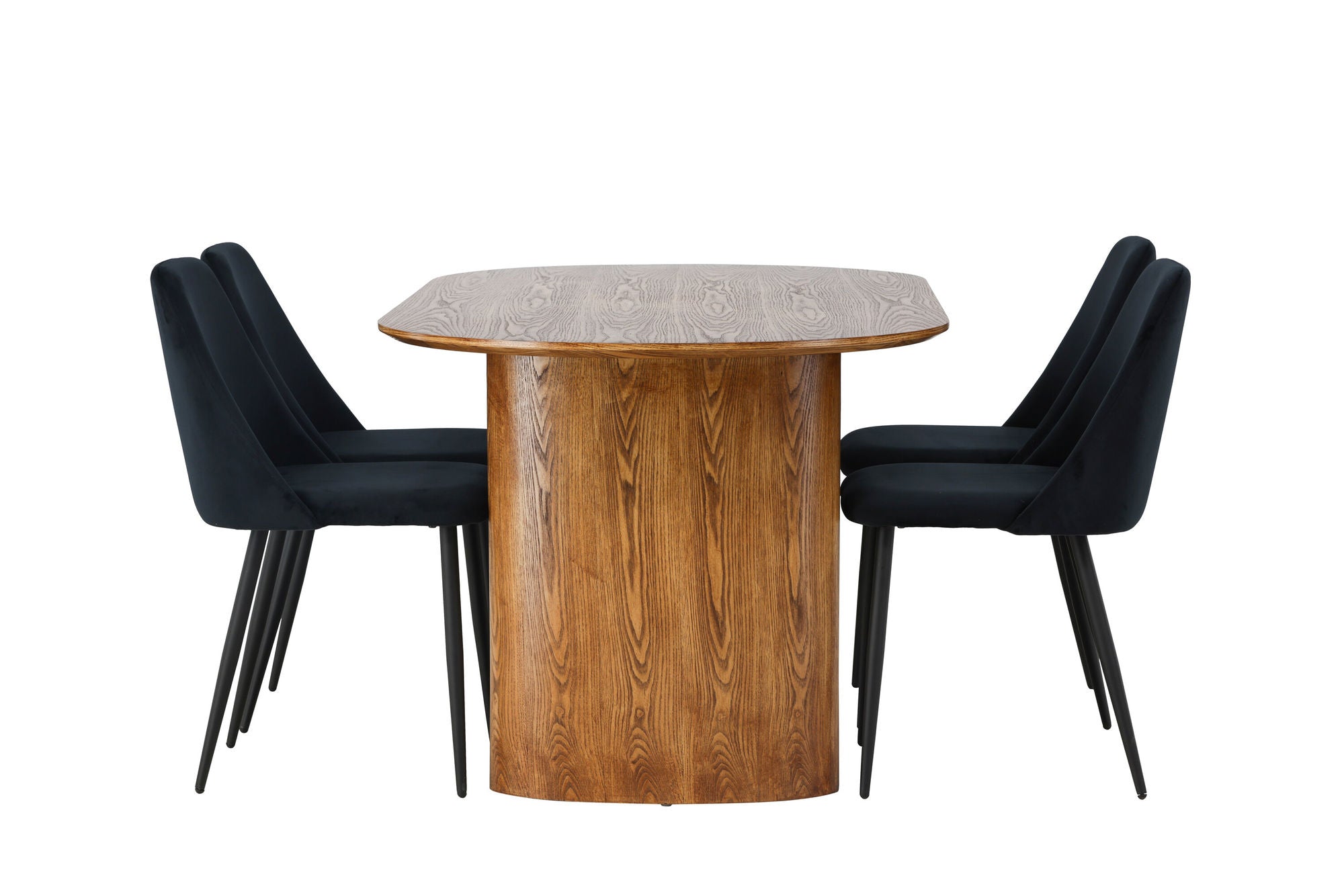 Venture Home Isolde spisebord 140*75 - Nature / Nature MDF +Night Spisebordsstol - Black / Black Velvet _4