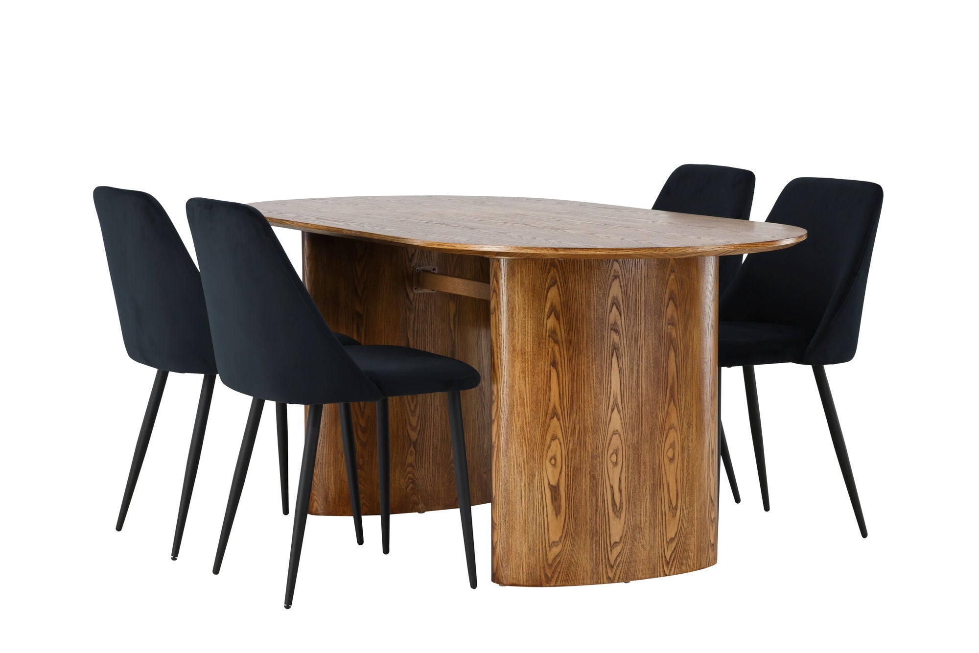 Venture Home Isolde spisebord 140*75 - Nature / Nature MDF +Night Spisebordsstol - Black / Black Velvet _4