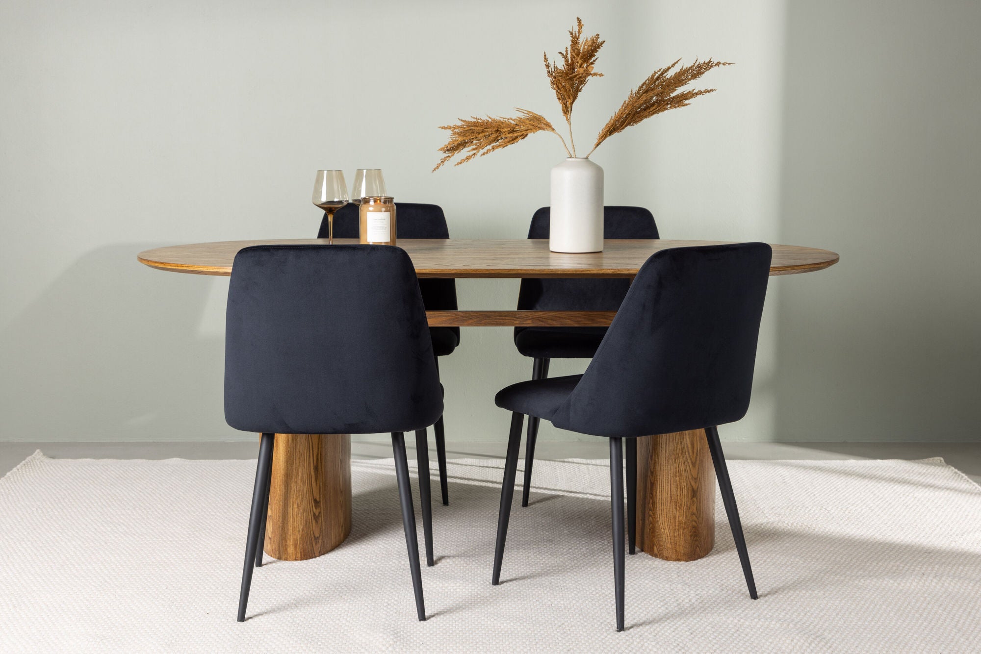 Venture Home Isolde spisebord 140*75 - Nature / Nature MDF +Night Spisebordsstol - Black / Black Velvet _4
