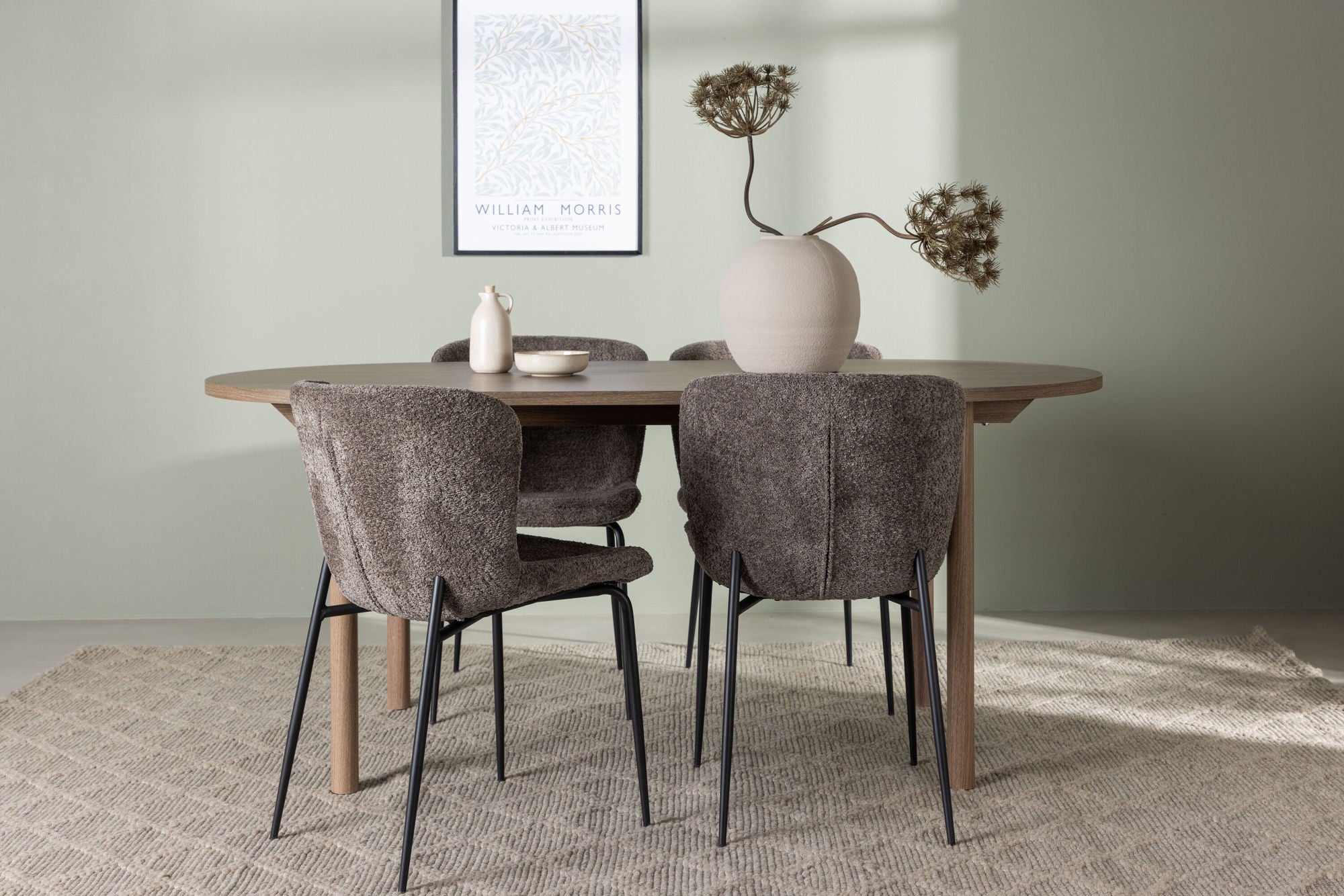 Venture Home Andy spisebord 180*75 - Natural / Natural MDF +Modesto Spisebordsstol - Grey / Smoked Black Boucle _4