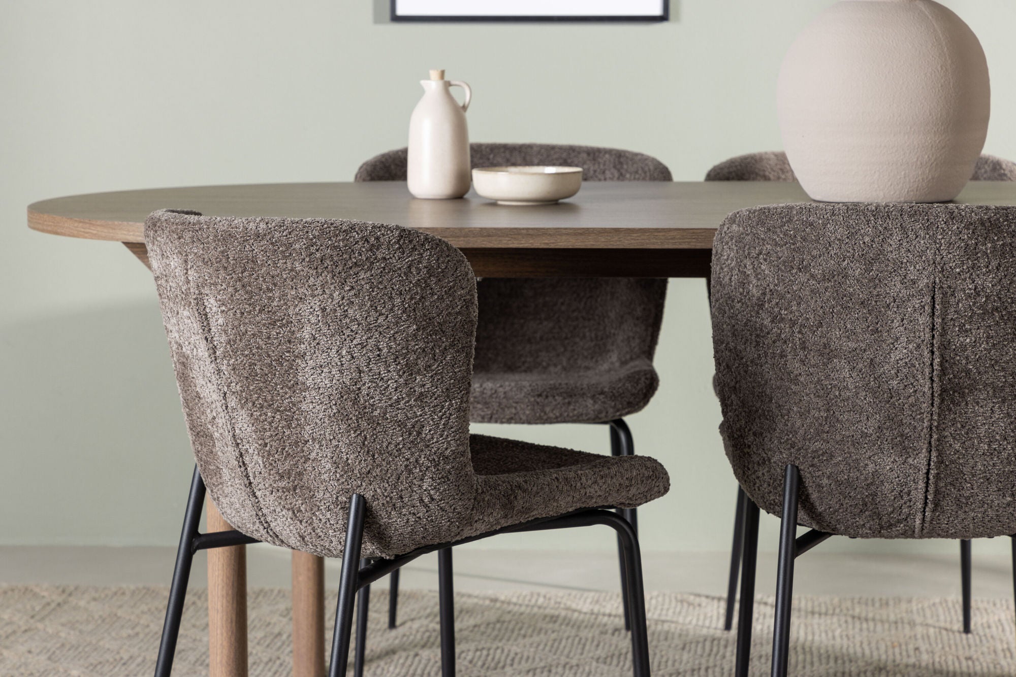 Venture Home Andy spisebord 180*75 - Natural / Natural MDF +Modesto Spisebordsstol - Grey / Smoked Black Boucle _4