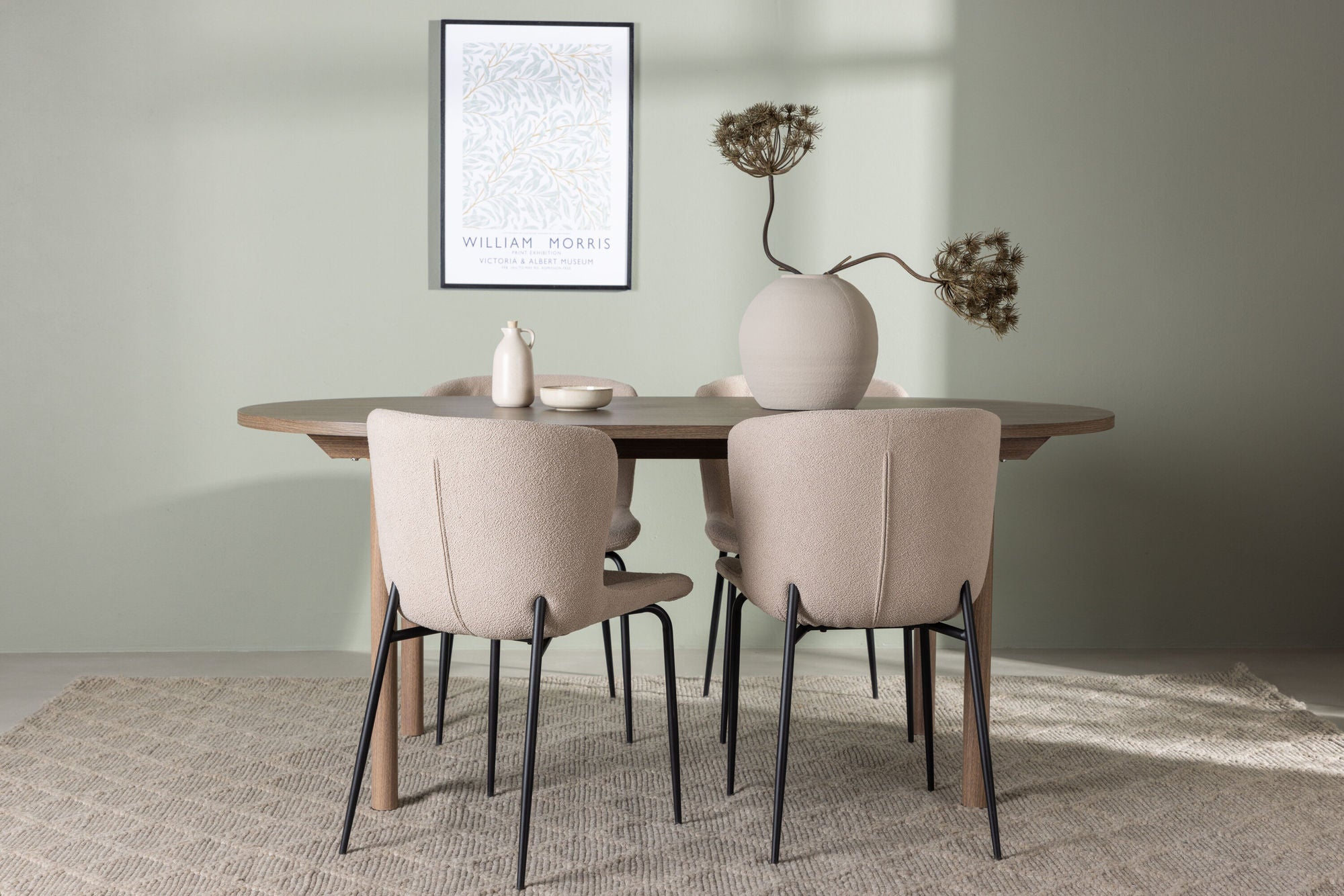 Venture Home Andy spisebord 180*75 - Natural / Natural MDF +Modesto Spisebordsstol - Beige / Beige Boucle _4