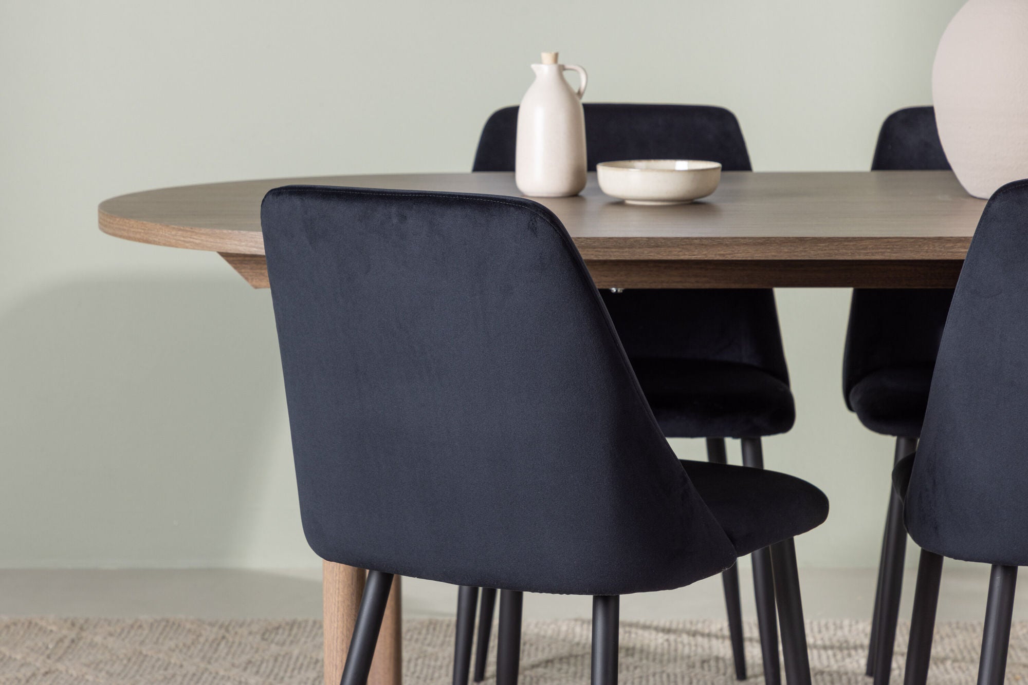 Venture Home Andy spisebord 180*75 - Natural / Natural MDF +Night Spisebordsstol - Black / Black Velvet _4
