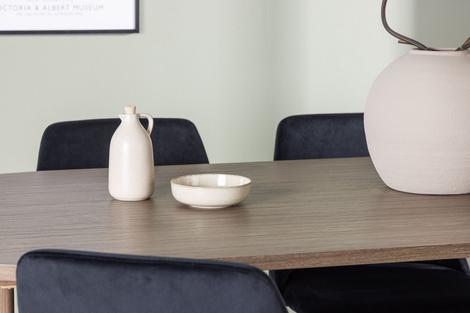 Venture Home Andy spisebord 180*75 - Natural / Natural MDF +Night Spisebordsstol - Black / Black Velvet _4