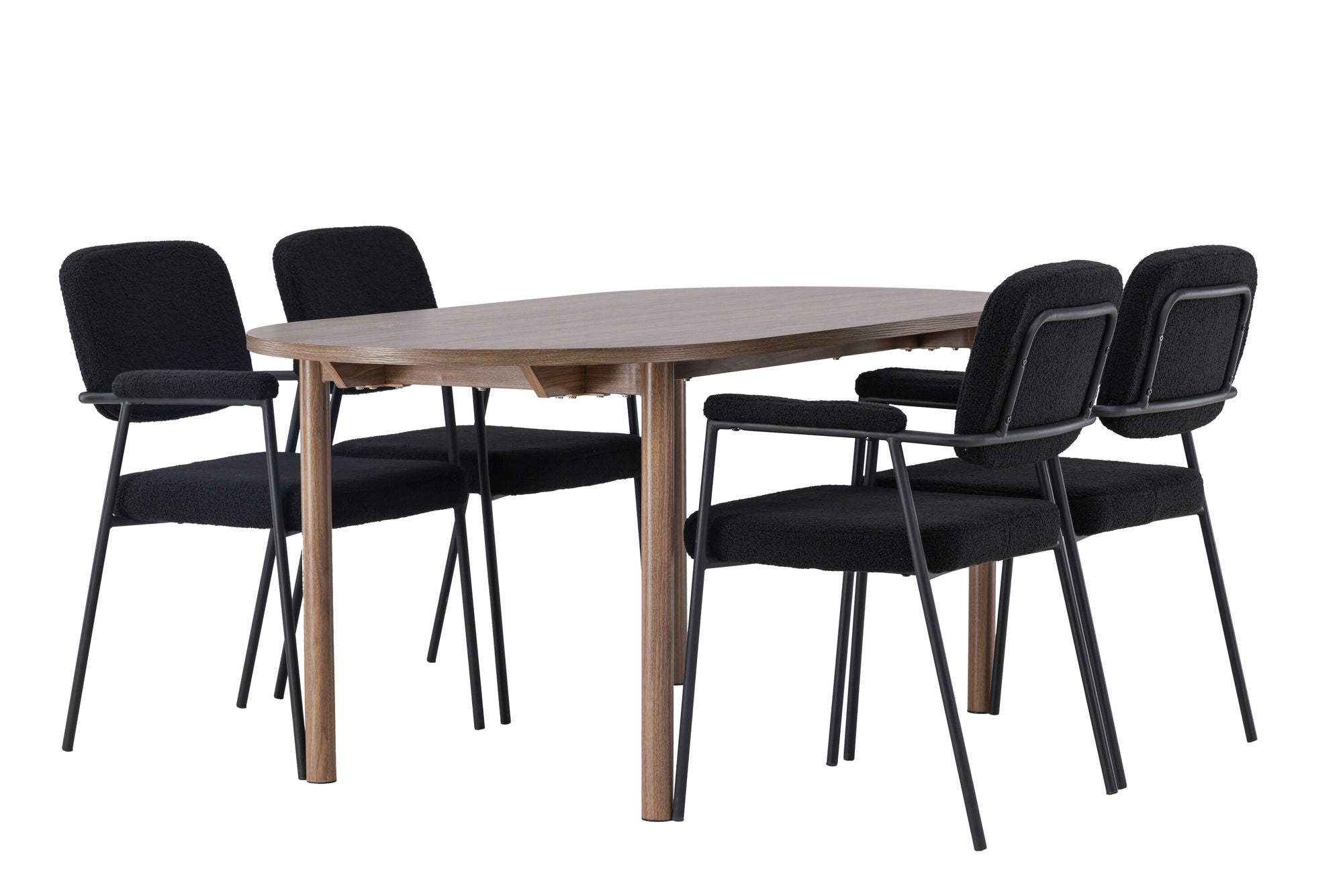 Venture Home Andy spisebord 180*75 - Natural / Natural MDF +Yesterday Spisebordsstol - Black / Black Boucle _4