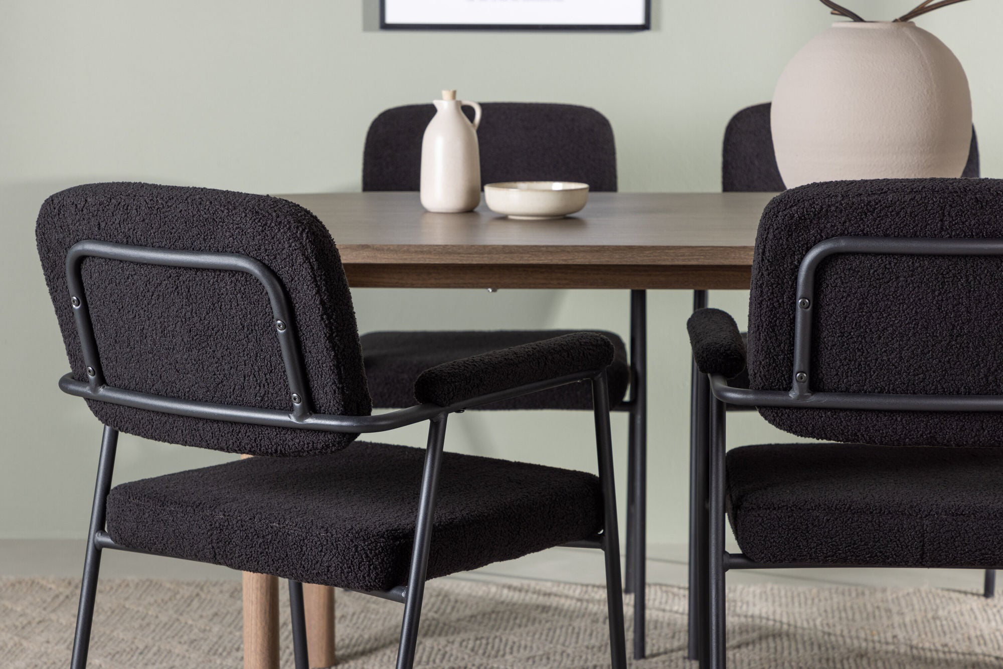 Venture Home Andy spisebord 180*75 - Natural / Natural MDF +Yesterday Spisebordsstol - Black / Black Boucle _4