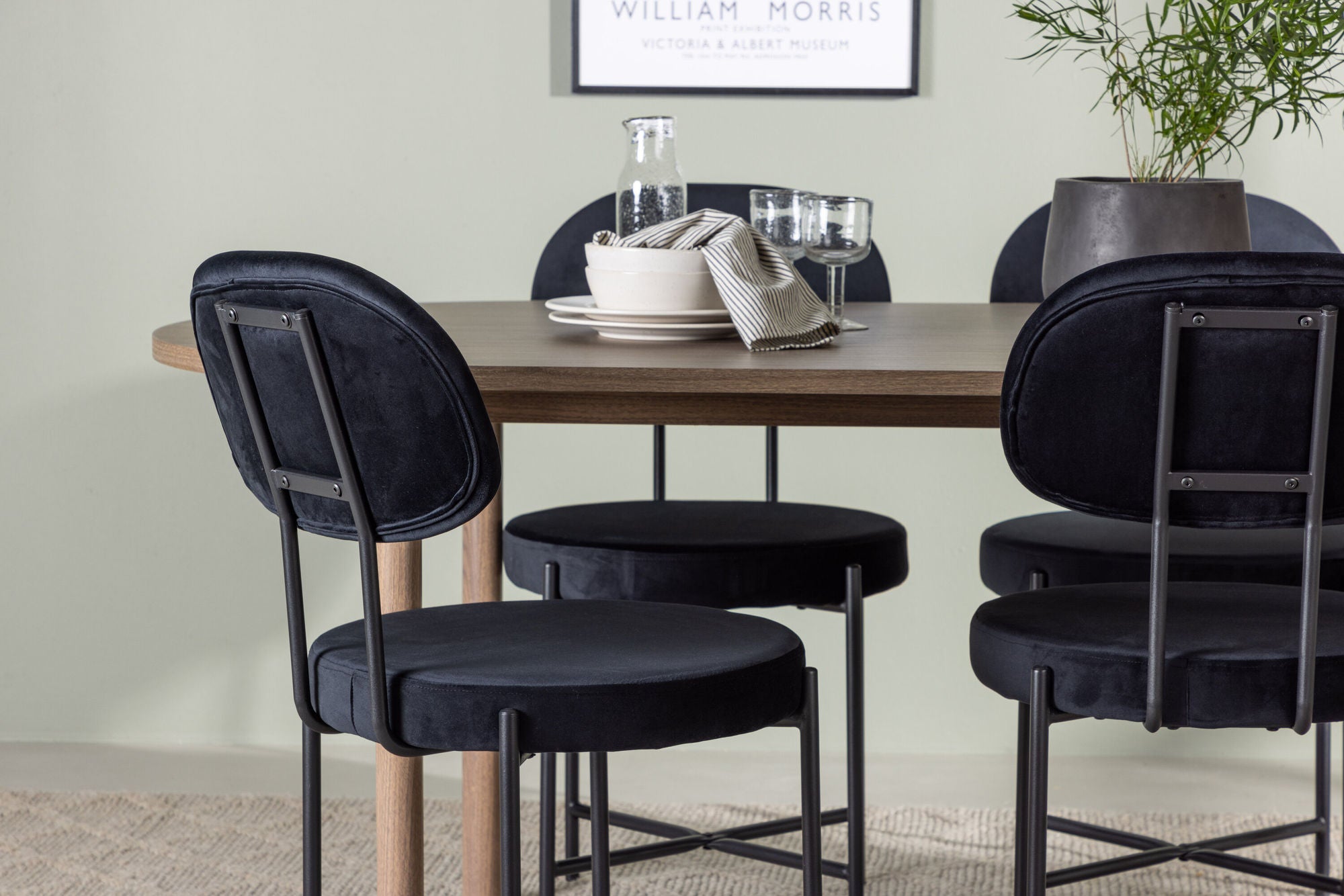 Venture Home Andy spisebord 180*75 - Natural / Natural MDF +Stella Spisebordsstol - Black / Black Velvet _4