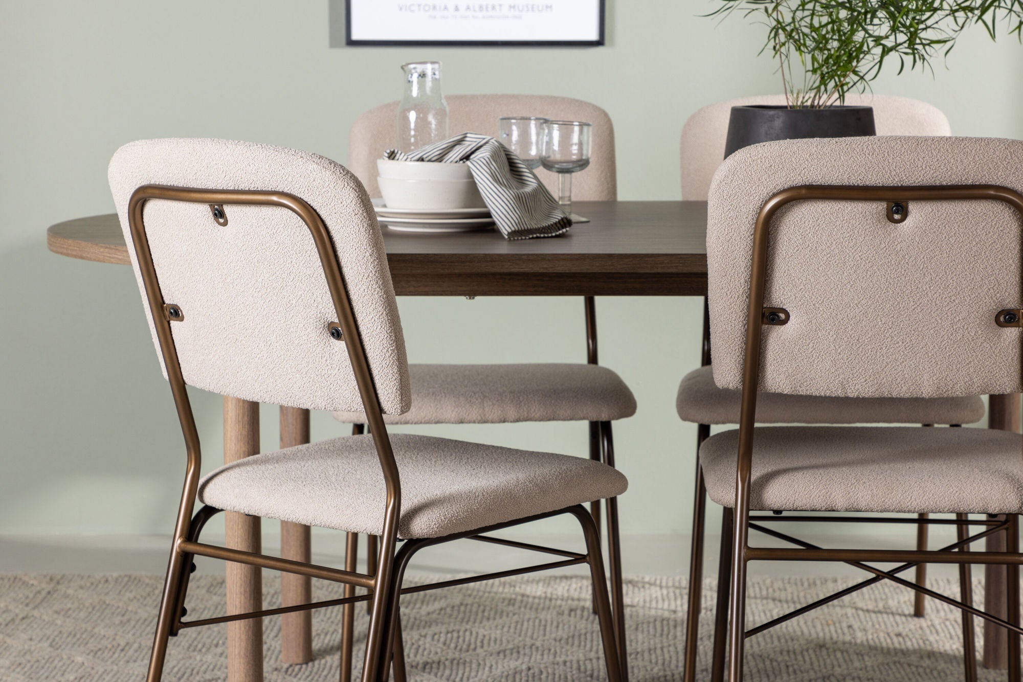 Venture Home Andy spisebord 180*75 - Natural / Natural MDF +Seda Spisebordsstol - Matte brown / Beige Fabric _4