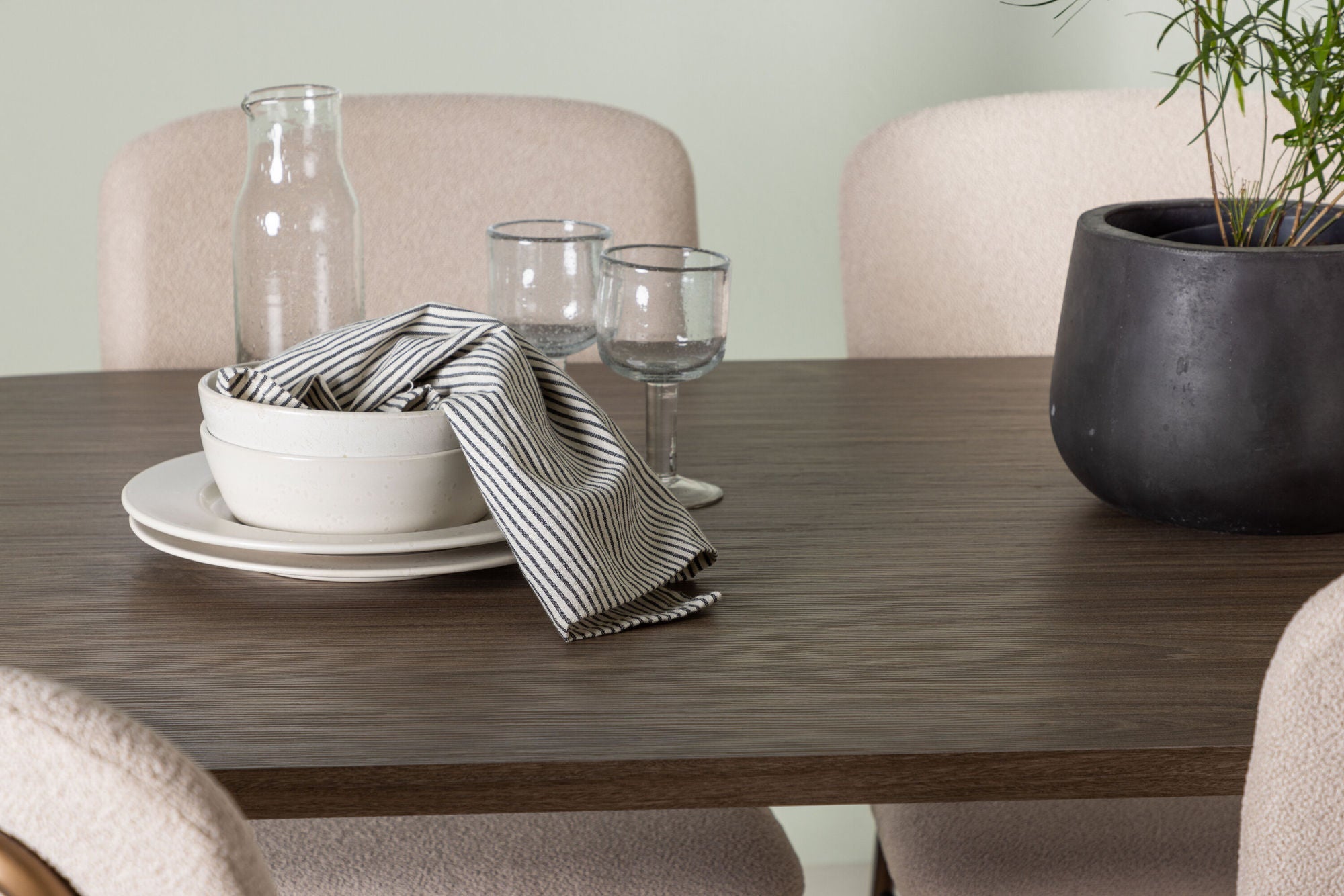 Venture Home Andy spisebord 180*75 - Natural / Natural MDF +Seda Spisebordsstol - Matte brown / Beige Fabric _4