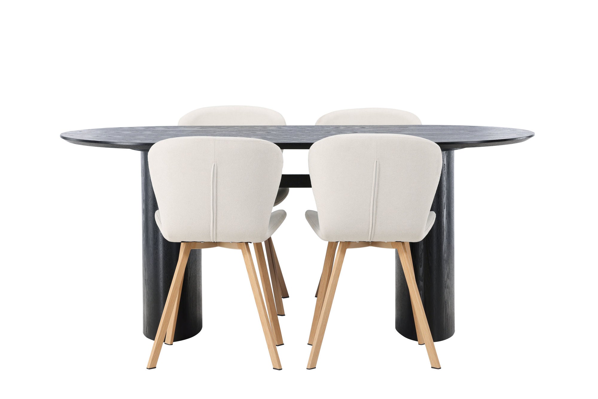 Venture Home Isolde spisebord 180*75 - Black / Black MDF +Lilja Spisebordsstol - Oaklook / Beige Fabric _4