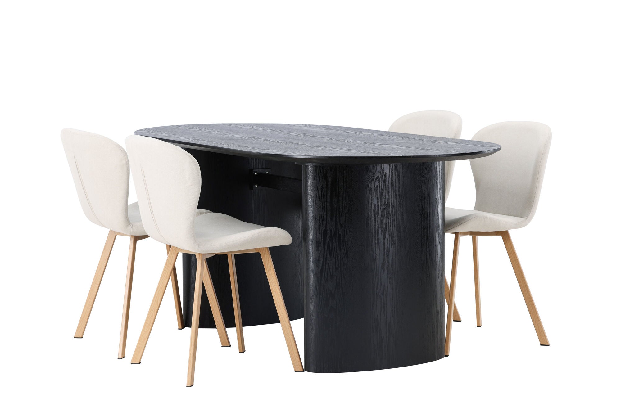 Venture Home Isolde spisebord 180*75 - Black / Black MDF +Lilja Spisebordsstol - Oaklook / Beige Fabric _4