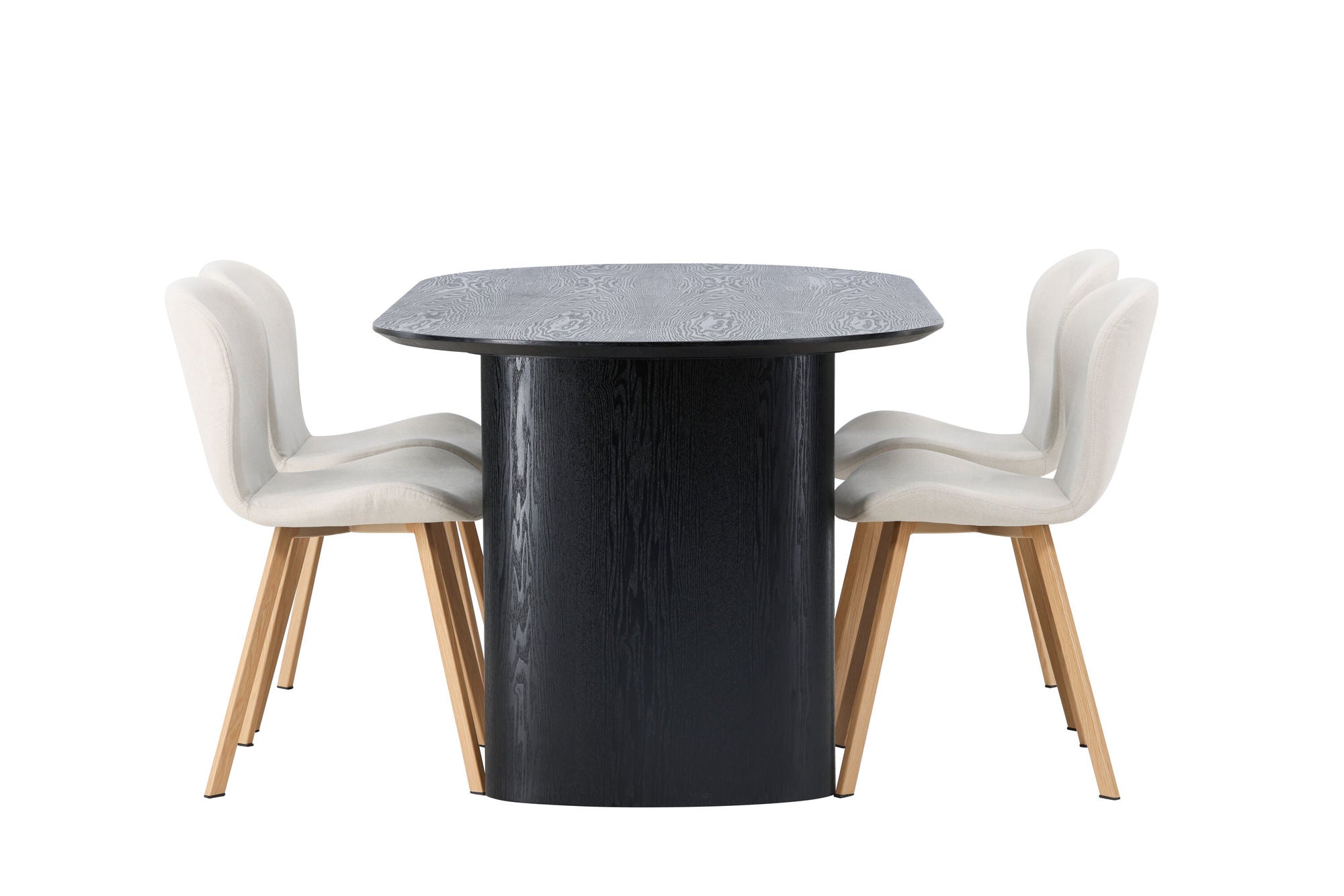 Venture Home Isolde spisebord 180*75 - Black / Black MDF +Lilja Spisebordsstol - Oaklook / Beige Fabric _4