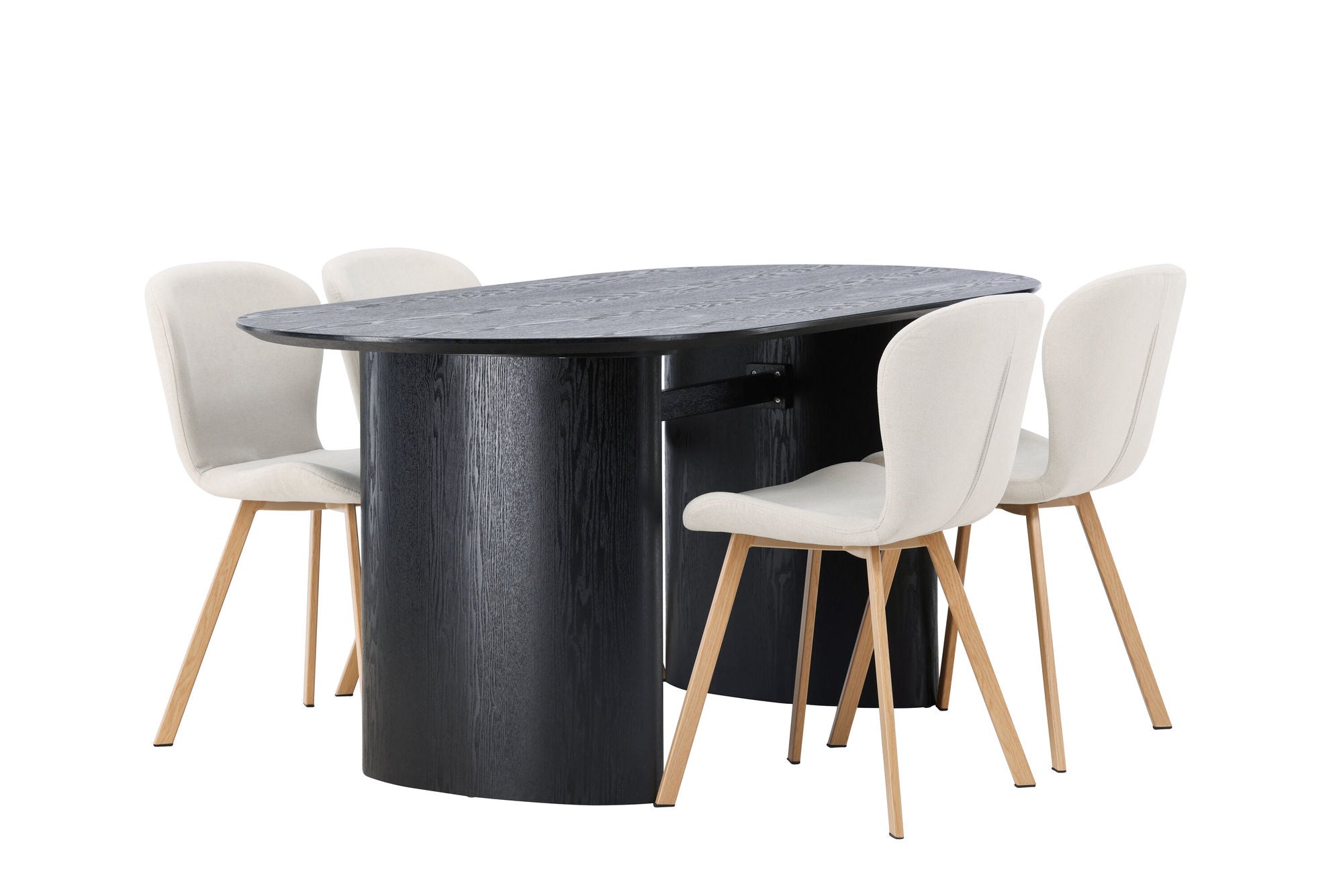 Venture Home Isolde spisebord 180*75 - Black / Black MDF +Lilja Spisebordsstol - Oaklook / Beige Fabric _4