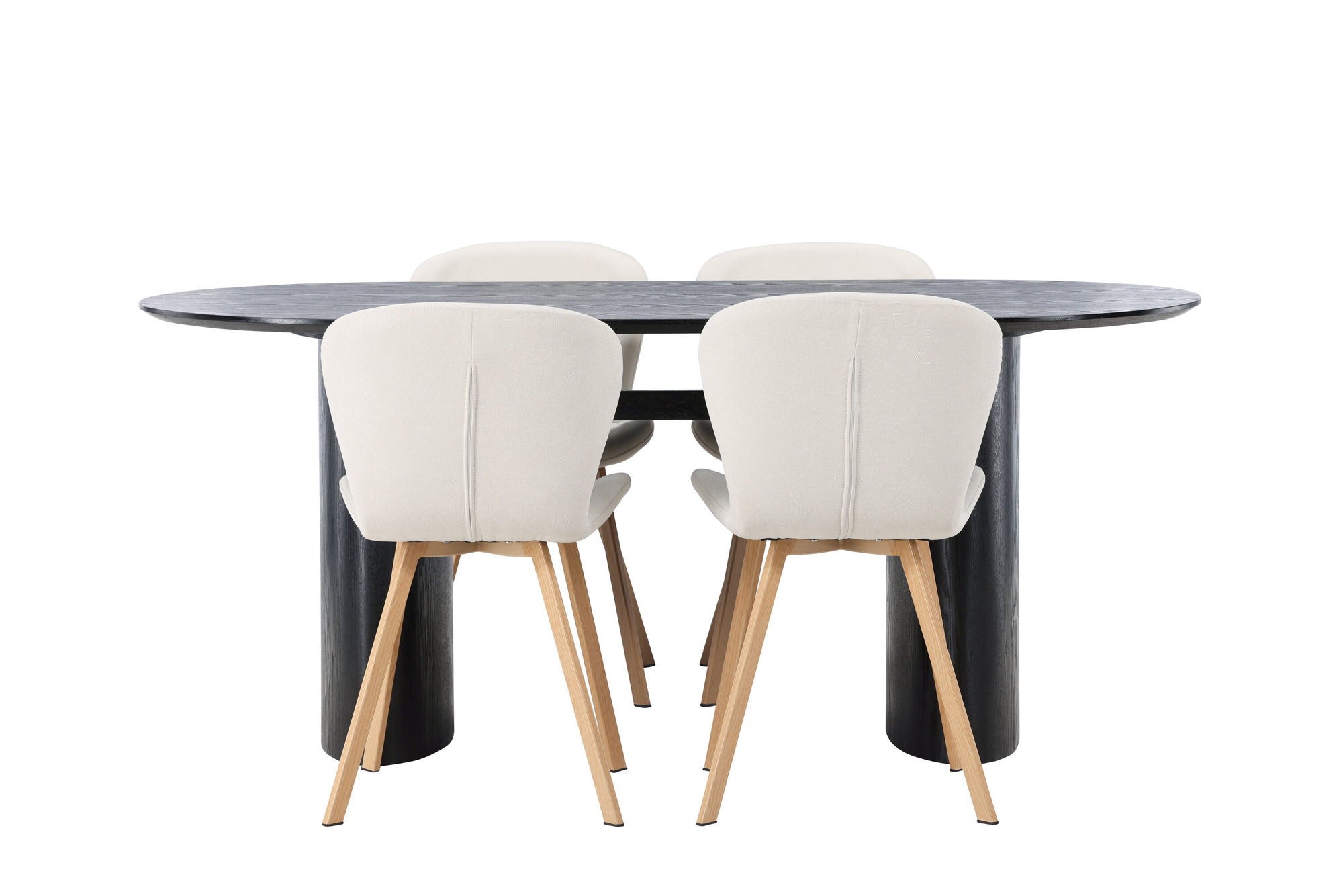 Venture Home Isolde spisebord 180*75 - Black / Black MDF +Lilja Spisebordsstol - Oaklook / Beige Fabric _4