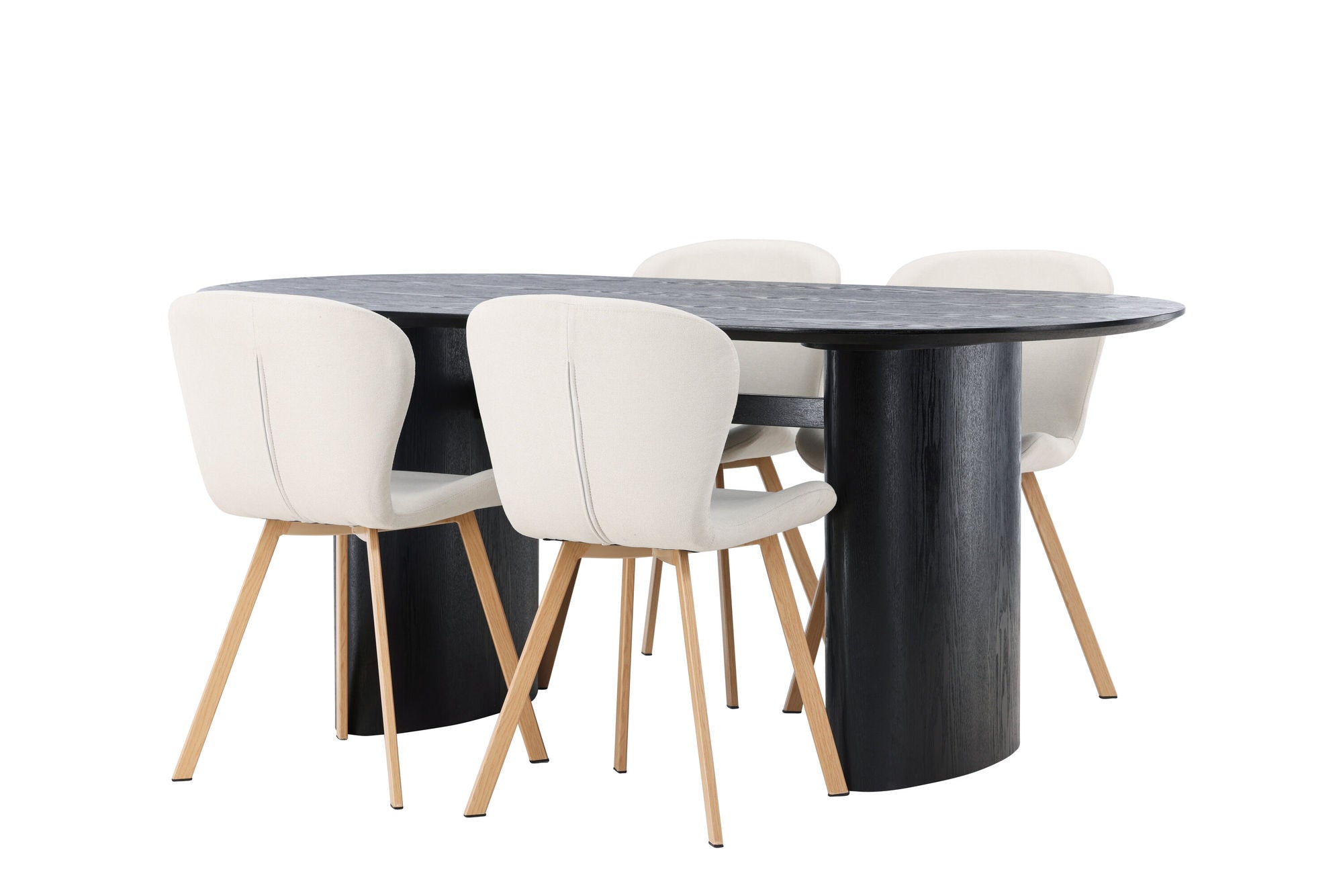 Venture Home Isolde spisebord 180*75 - Black / Black MDF +Lilja Spisebordsstol - Oaklook / Beige Fabric _4