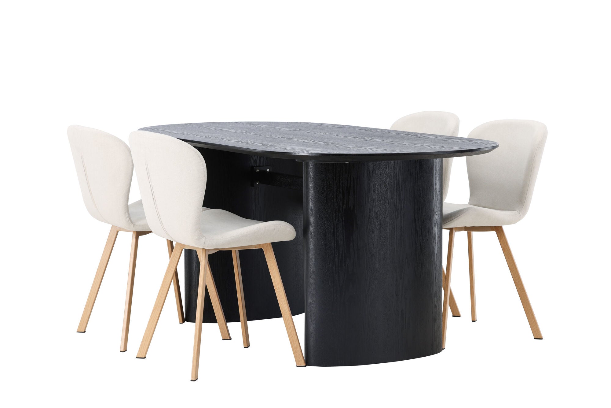 Venture Home Isolde spisebord 180*75 - Black / Black MDF +Lilja Spisebordsstol - Oaklook / Beige Fabric _4