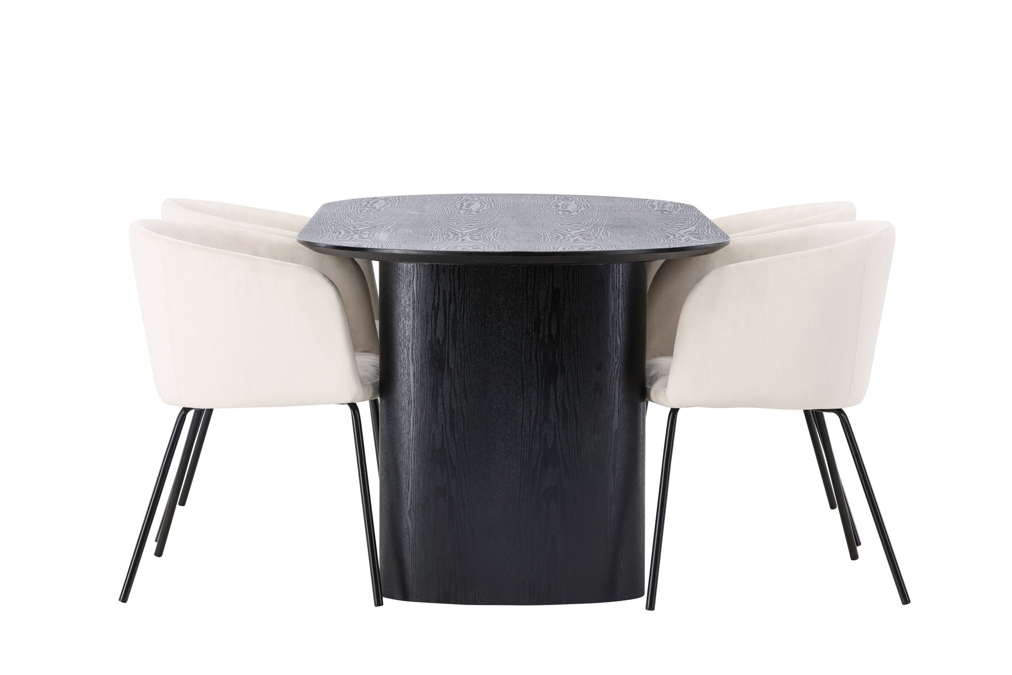 Venture Home Isolde spisebord 180*75 - Black / Black MDF +Berit stol - Black / Beige Velvet _4
