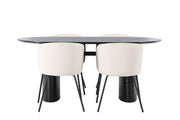 Venture Home Isolde spisebord 180*75 - Black / Black MDF +Berit stol - Black / Beige Velvet _4