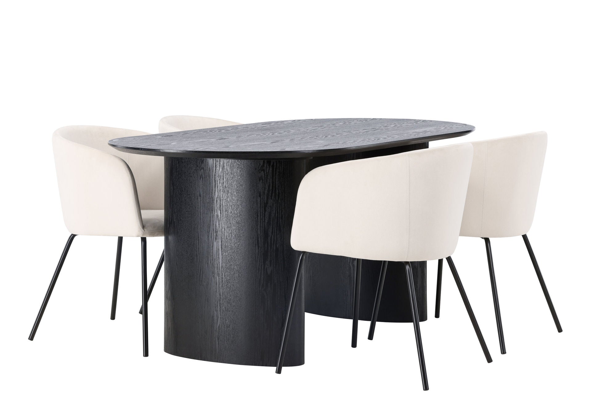 Venture Home Isolde spisebord 180*75 - Black / Black MDF +Berit stol - Black / Beige Velvet _4