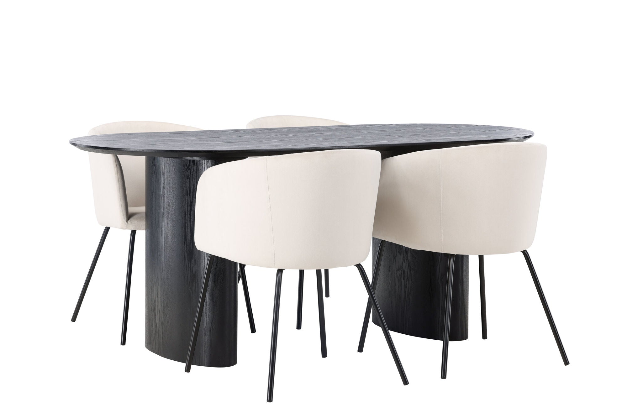 Venture Home Isolde spisebord 180*75 - Black / Black MDF +Berit stol - Black / Beige Velvet _4