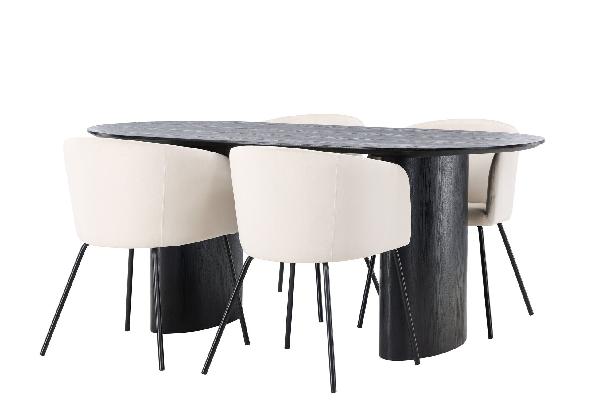 Venture Home Isolde spisebord 180*75 - Black / Black MDF +Berit stol - Black / Beige Velvet _4
