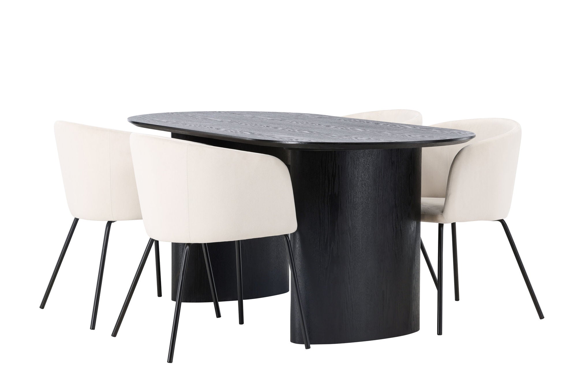 Venture Home Isolde spisebord 180*75 - Black / Black MDF +Berit stol - Black / Beige Velvet _4
