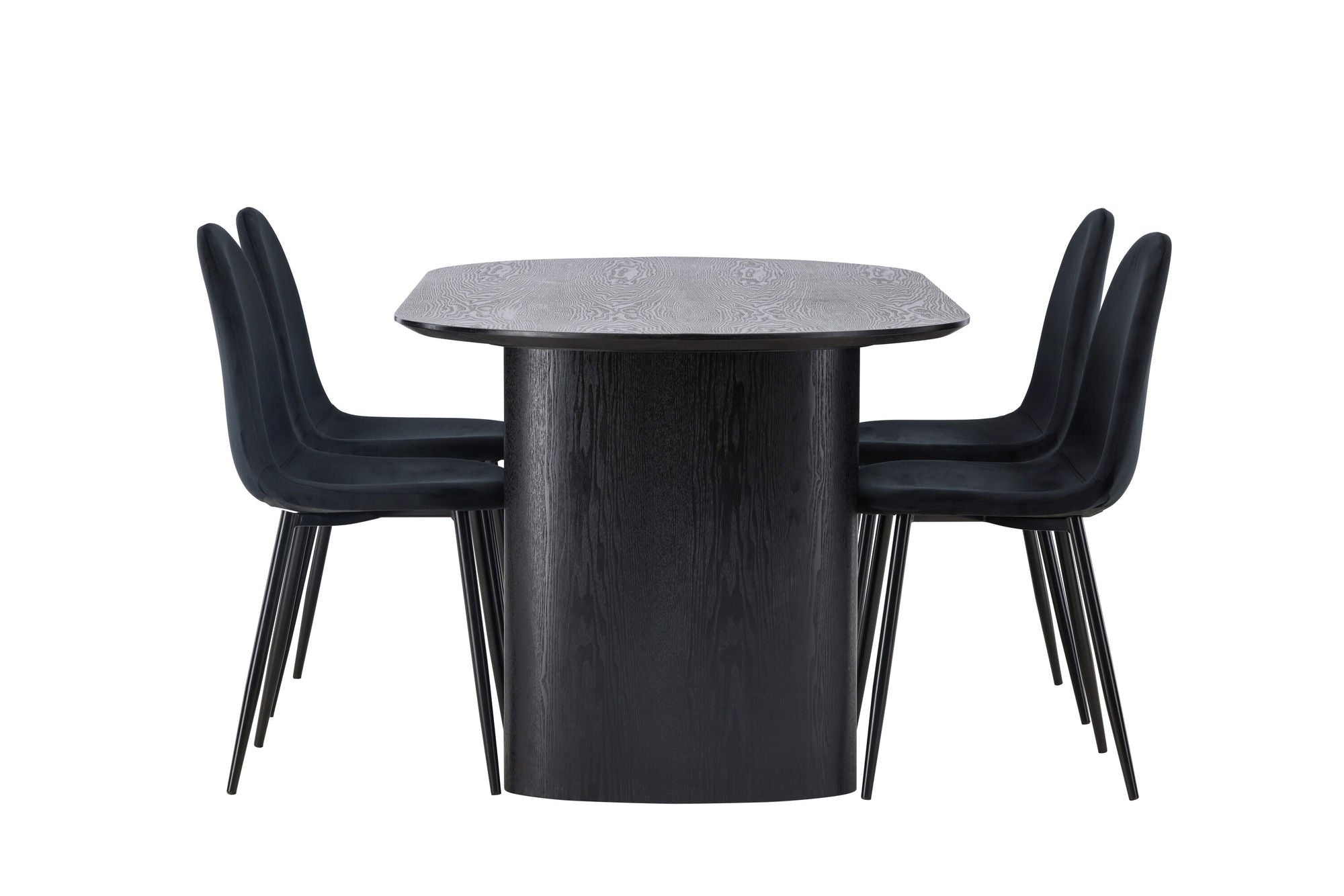 Venture Home Isolde spisebord 180*75 - Black / Black MDF +Polar Spisebordsstol - Black legs / Black Velvet _4